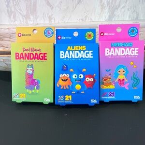 Bioswiss Sterile Adhesive Bandages Alien Mermaid Llama Set Of 3/61